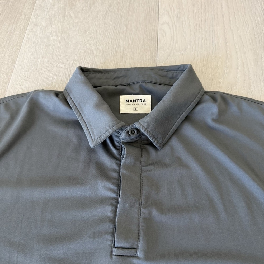Mantra Polo Shirt Mens L Large Catalyst Performance Stretch Gray Casual Summer